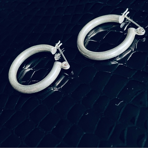 Classic Hoops 1.25” Sterling Silver Earrings - Picture 2 of 7